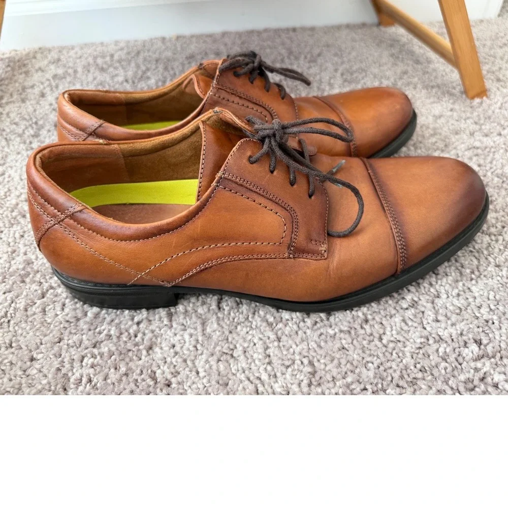 Florsheim Mens 11578-221 Cognac Brown Leather Cap Toe Comfortech Derby Shoes 11D